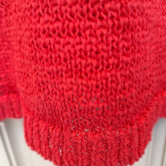 Rachel Zoe Sweater SzL/XL? Red Lng Sleeves Detail Back/Sleeves Banded Cuff/Hem - Picture 5 of 9